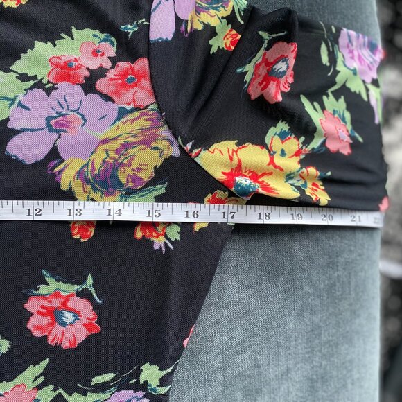 WAYF x Anthropologie Scoop Back Long Sleeve Bodysuit, Black Floral, Size M - Picture 5 of 7